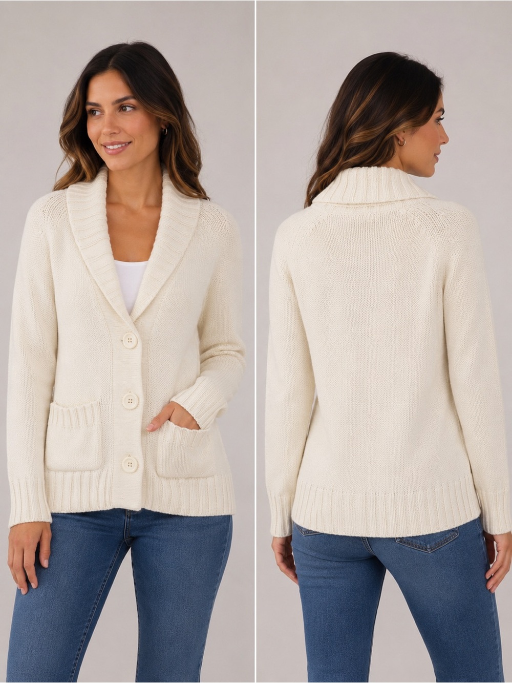 Merona Cream Shawl Collar Button-Front Cardigan Sweater